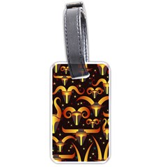 Stylised Horns Black Pattern Luggage Tags (one Side)  by HermanTelo