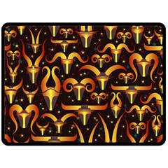 Stylised Horns Black Pattern Double Sided Fleece Blanket (large) 