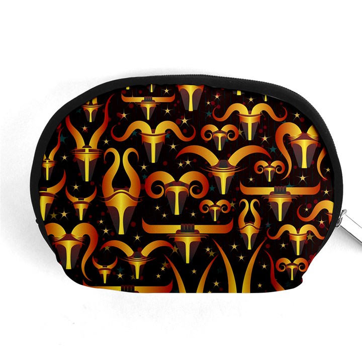 Stylised Horns Black Pattern Accessory Pouch (Medium)