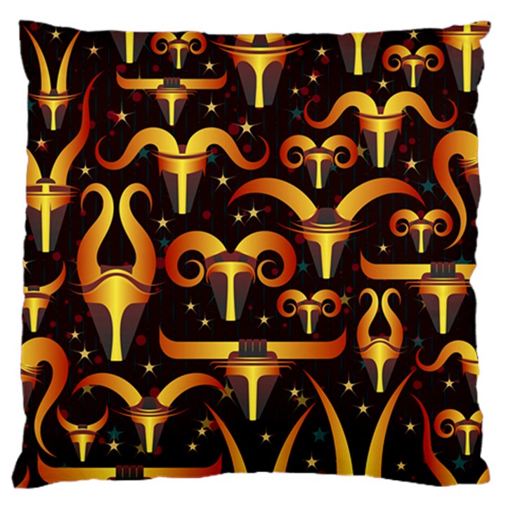 Stylised Horns Black Pattern Standard Flano Cushion Case (One Side)