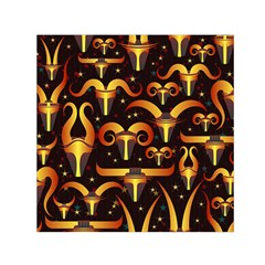 Stylised Horns Black Pattern Small Satin Scarf (square)