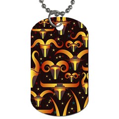 Stylised Horns Black Pattern Dog Tag (one Side)