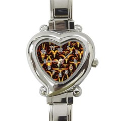 Stylised Horns Black Pattern Heart Italian Charm Watch by HermanTelo