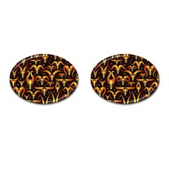 Stylised Horns Black Pattern Cufflinks (oval)