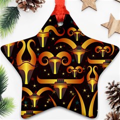 Stylised Horns Black Pattern Star Ornament (two Sides)