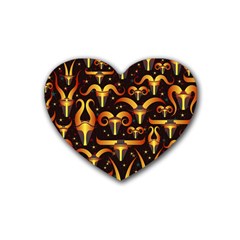 Stylised Horns Black Pattern Rubber Coaster (heart) 