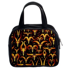 Stylised Horns Black Pattern Classic Handbag (two Sides) by HermanTelo