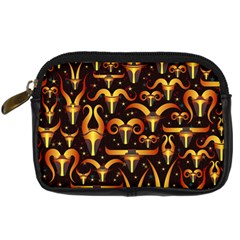 Stylised Horns Black Pattern Digital Camera Leather Case