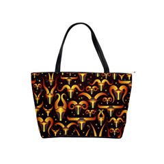 Stylised Horns Black Pattern Classic Shoulder Handbag