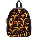 Stylised Horns Black Pattern School Bag (Small) Front