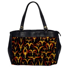 Stylised Horns Black Pattern Oversize Office Handbag