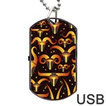 Stylised Horns Black Pattern Dog Tag USB Flash (One Side) Front