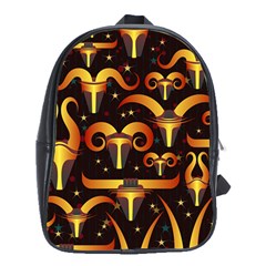 Stylised Horns Black Pattern School Bag (xl) by HermanTelo