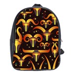 Stylised Horns Black Pattern School Bag (XL) Front