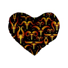 Stylised Horns Black Pattern Standard 16  Premium Heart Shape Cushions