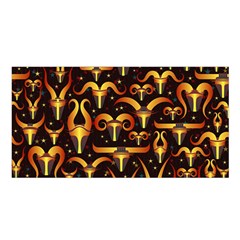 Stylised Horns Black Pattern Satin Shawl by HermanTelo