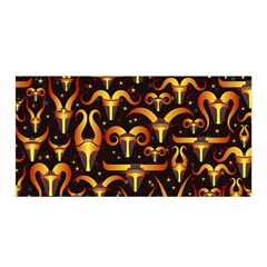 Stylised Horns Black Pattern Satin Wrap by HermanTelo