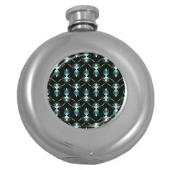 Seamless Pattern Background Black Round Hip Flask (5 Oz)