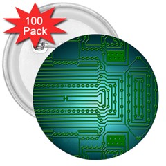 Board Conductors Circuits 3  Buttons (100 Pack)  by HermanTelo