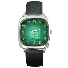 Board Conductors Circuits Square Metal Watch