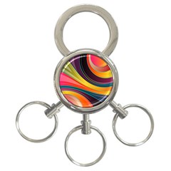 Abstract Colorful Background Wavy 3-ring Key Chains by HermanTelo