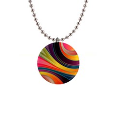 Abstract Colorful Background Wavy 1  Button Necklace