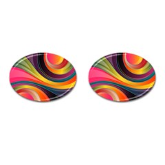 Abstract Colorful Background Wavy Cufflinks (oval) by HermanTelo