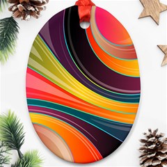 Abstract Colorful Background Wavy Oval Ornament (two Sides) by HermanTelo