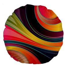 Abstract Colorful Background Wavy Large 18  Premium Round Cushions