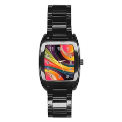 Abstract Colorful Background Wavy Stainless Steel Barrel Watch