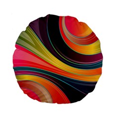 Abstract Colorful Background Wavy Standard 15  Premium Flano Round Cushions by HermanTelo