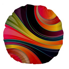 Abstract Colorful Background Wavy Large 18  Premium Flano Round Cushions