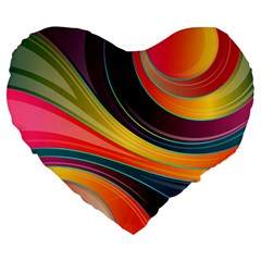 Abstract Colorful Background Wavy Large 19  Premium Flano Heart Shape Cushions by HermanTelo