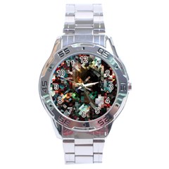 Abstract Texture Desktop Stainless Steel Analogue Watch