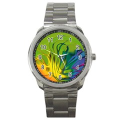 Abstract Pattern Lines Wave Sport Metal Watch