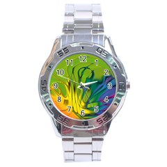 Abstract Pattern Lines Wave Stainless Steel Analogue Watch