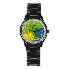 Abstract Pattern Lines Wave Stainless Steel Round Watch by HermanTelo