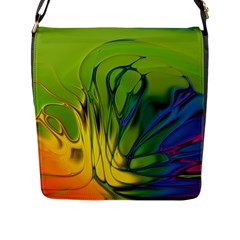 Abstract Pattern Lines Wave Flap Closure Messenger Bag (l)