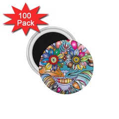 Anthropomorphic Flower Floral Plant 1 75  Magnets (100 Pack)  by HermanTelo