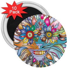 Anthropomorphic Flower Floral Plant 3  Magnets (10 Pack)  by HermanTelo