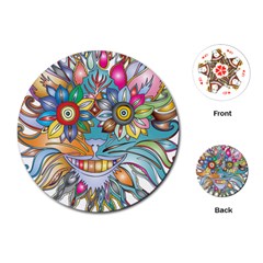 Anthropomorphic Flower Floral Plant Playing Cards (round)