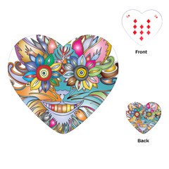 Anthropomorphic Flower Floral Plant Playing Cards (heart)