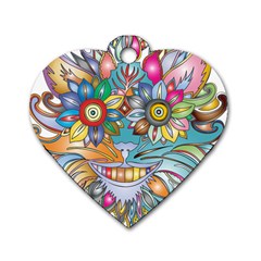 Anthropomorphic Flower Floral Plant Dog Tag Heart (two Sides) by HermanTelo