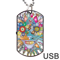 Anthropomorphic Flower Floral Plant Dog Tag Usb Flash (two Sides) by HermanTelo