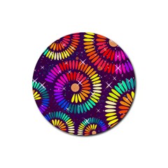 Abstract Background Spiral Colorful Rubber Coaster (round)  by HermanTelo