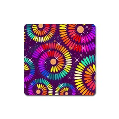 Abstract Background Spiral Colorful Square Magnet by HermanTelo