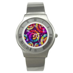 Abstract Background Spiral Colorful Stainless Steel Watch