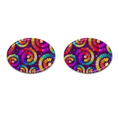 Abstract Background Spiral Colorful Cufflinks (oval)