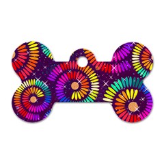 Abstract Background Spiral Colorful Dog Tag Bone (one Side)