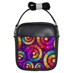 Abstract Background Spiral Colorful Girls Sling Bag